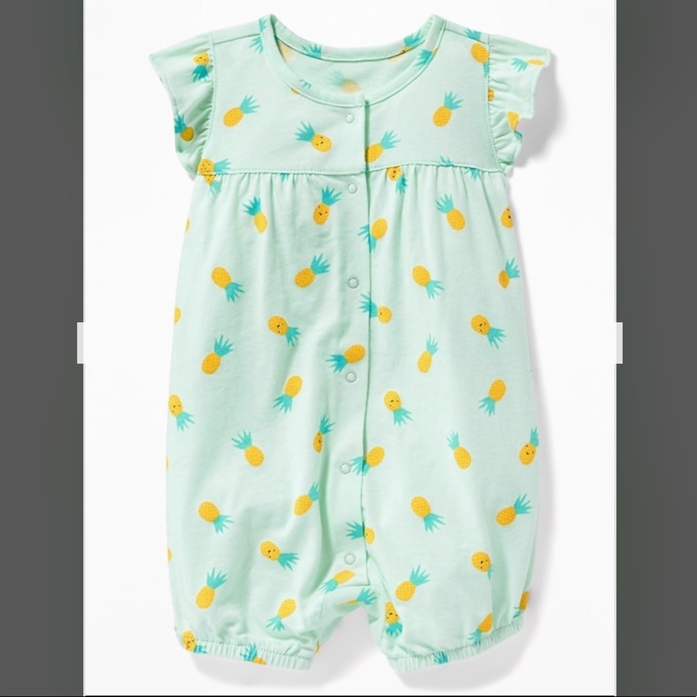 Ruffle-Sleeve Snap-Front One Piece for Baby Girl
